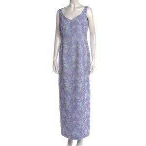 Carmen Marc Valvo‎ Signature Beaded Floral Gown Lavender 6 Preowned